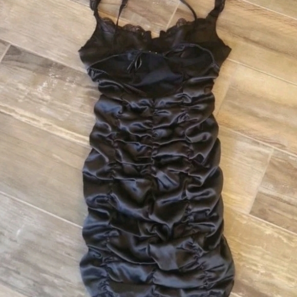 For Love & Lemons Black Ruched Lace Detail Sleeveless Mini Dress, XXS - Picture 10 of 12